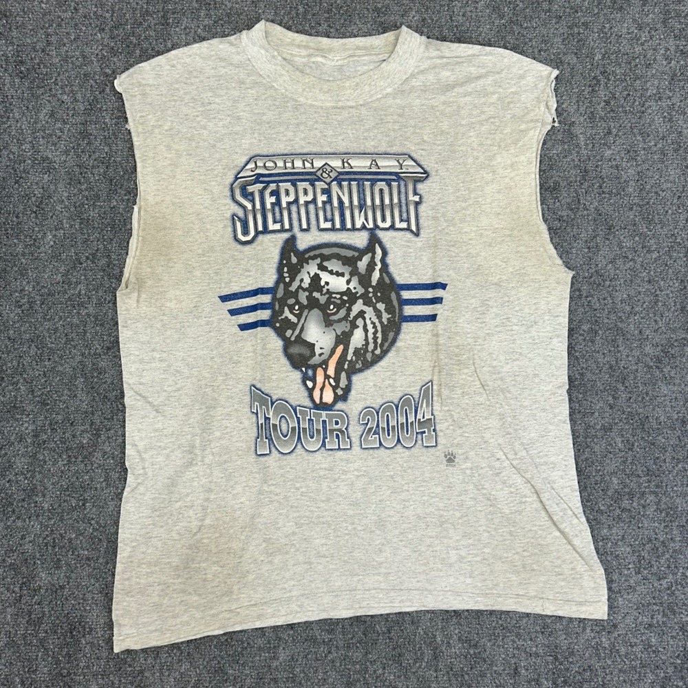 John Kay & Steppenwolf Tour 2004 Sleeveless T-Shirt Heather Gray XL Muscle Tank